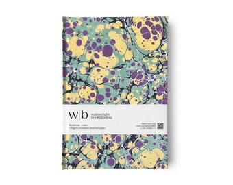 Personalised Hand-Marbled Notebook. Gold-Foiled Name / Initials.