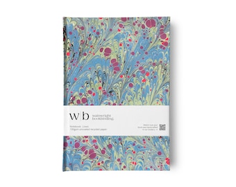 Personalised Hand-Marbled Notebook. Gold-Foiled Name / Initials.