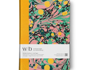Personalised Marbled Print Fabric Hardback Notebook. Lined or Plain pages.