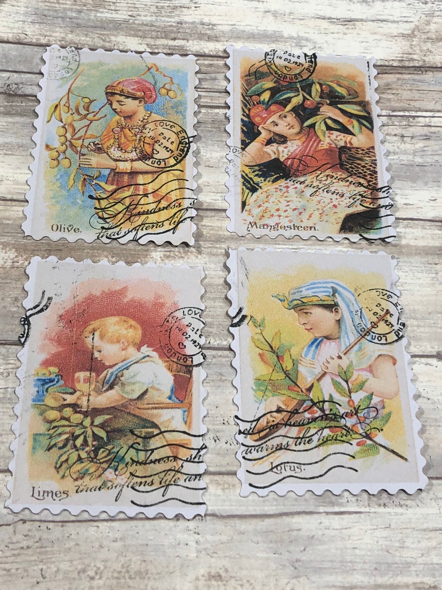 Set of 4 handmade Faux stamps