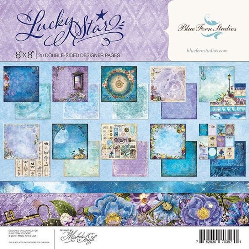 Blue Fern Studios 8x8 DoubleSided Scrapbook Paper Collection Lucky