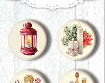 Set of 4pcs flair buttons for scrapbooking Our warm Christmas #426