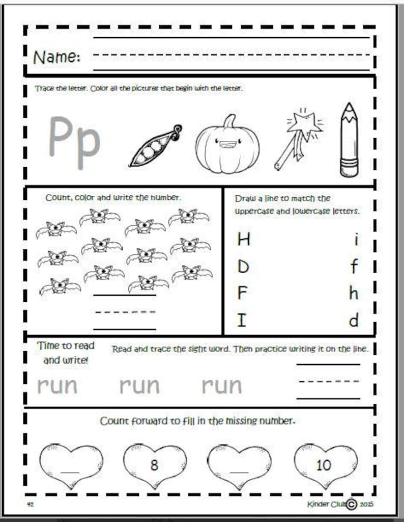 worksheets morning work for preschool kindergarten and etsy