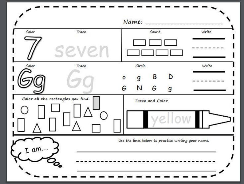 Worksheets for Kindergarten: Morning Work Worksheets | Etsy
