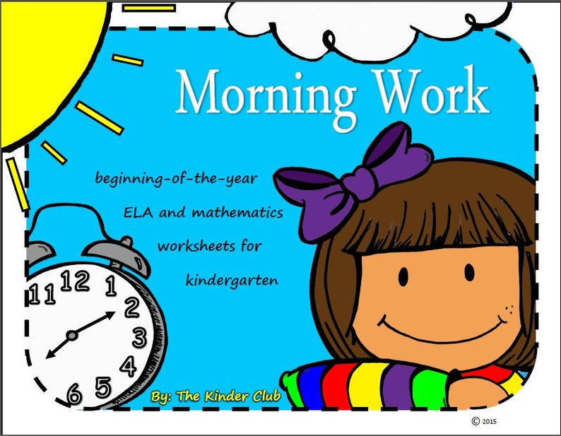 Worksheets for Kindergarten Morning Work Worksheets Etsy
