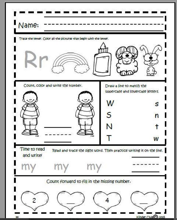 worksheets morning work for preschool kindergarten and etsy