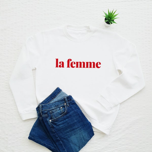 La femme sweatshirt, French fashion soft fleece sweater, the woman slogan sweat