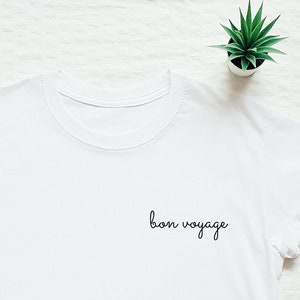 Bon voyage shirt, travel tshirt, French T-shirt, vacation tee, pocket print top