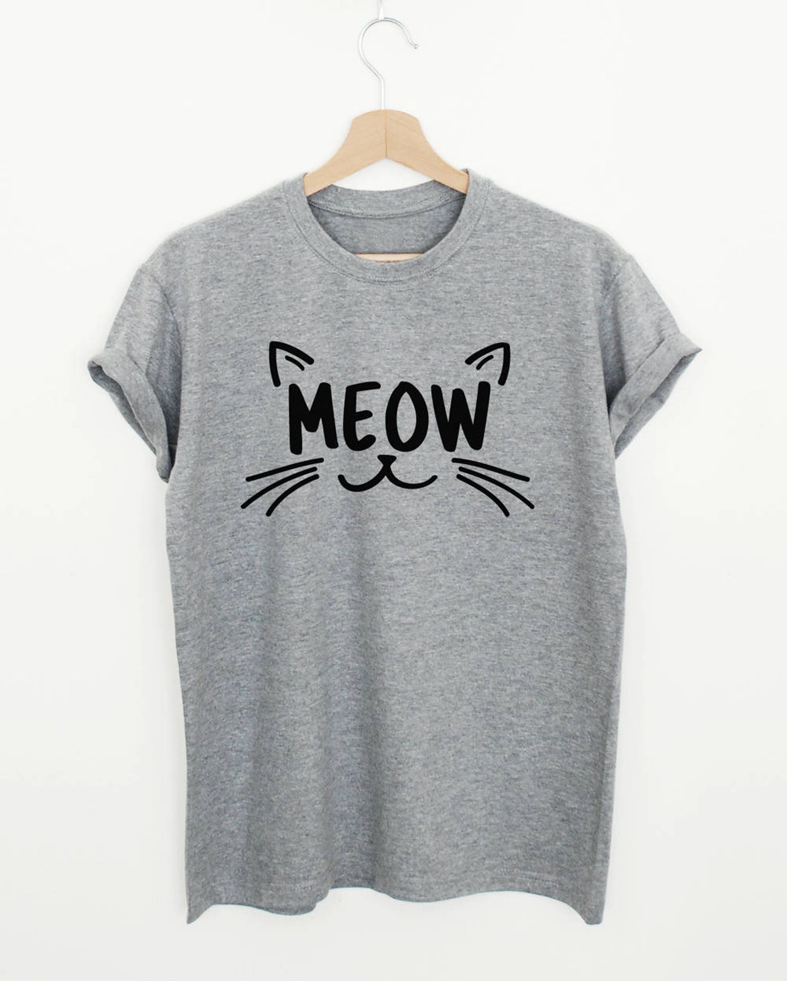 MEOW T-shirt cute cat shirt unisex women's graphic tee | Etsy