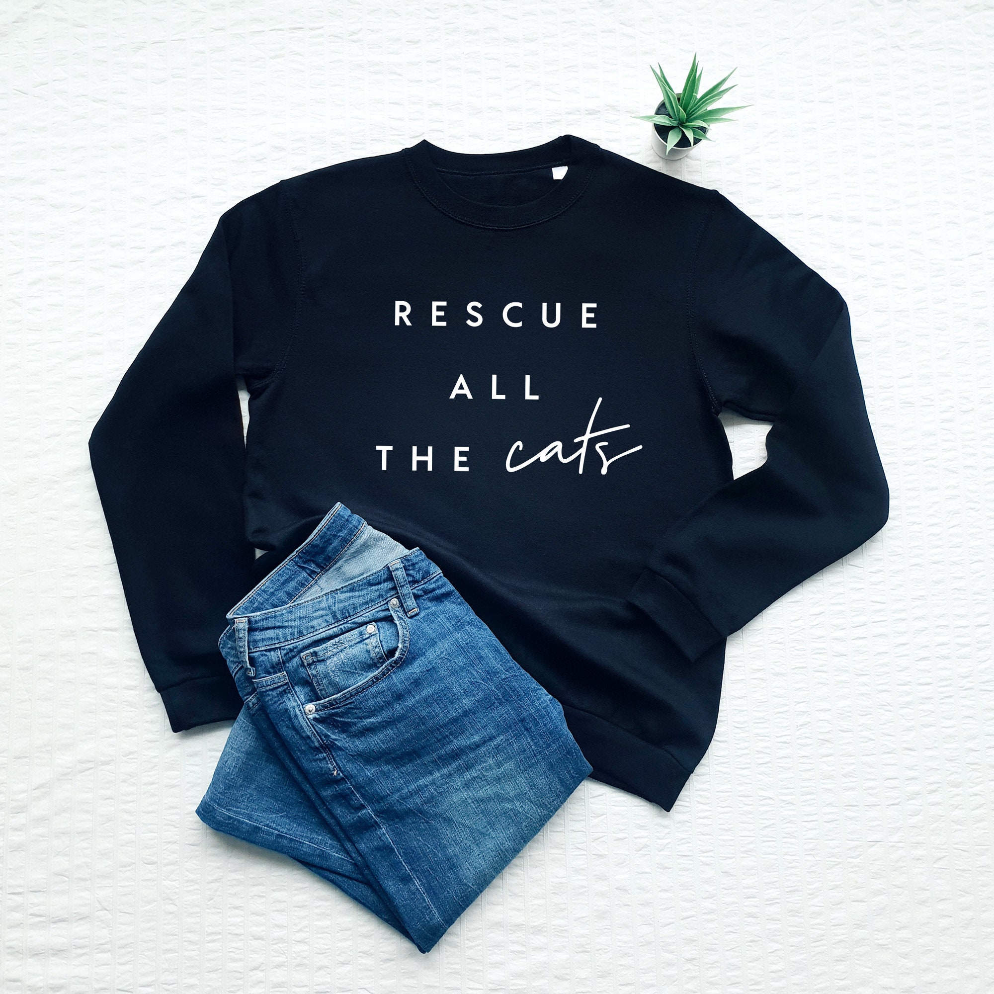 blue cat sweatshirt