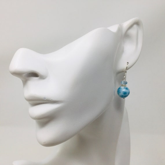 Larimar Earrings, Larimar Jewelry, Lever back earrings, Larimar