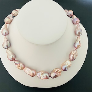 Baroque Pearl Necklace, Pink Pearl Strand, Pearl Jewelry