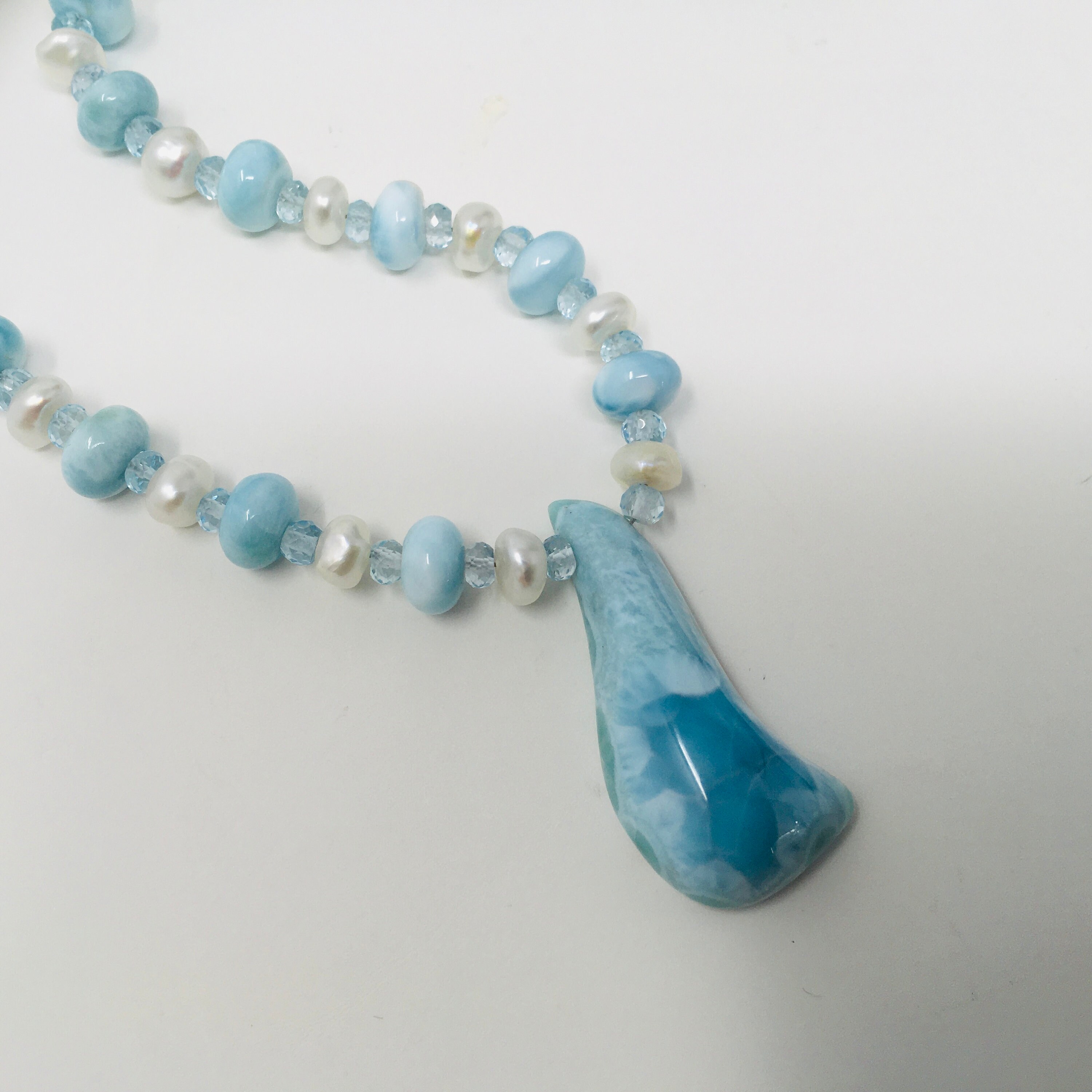 Genuine Larimar Necklace Larimar beaded Necklace One a Kind Etsy