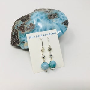 Larimar Earrings, Larimar Dangly Earrings, Gifts for Mom, Bridal Parties
