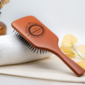 Personalised Wooden Hairbrush, Engraved Detangling Hairbrush, Dancer Gift, Valentine Day Gift for Girlfriend, Birthday Gift for Teenage Girl image 1