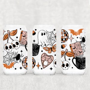 Spooky Doodles UV DTF Glass Can Wrap - Waterproof - Easy and Ready to Apply - NO Heat needed