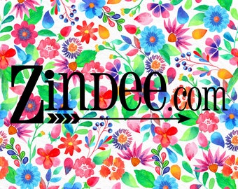 Bright Spring Blooms Printed vinyl Pattern Vinyl HEAT TRANSFER or ADHESIVE, Printed Vinyl Printed HTv