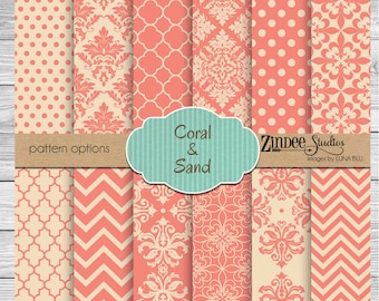 Coral and Sand Pattern Vinyl HEAT TRANSFER or ADHESIVE, htv or permanent adhesive vinyl printed vinyl
