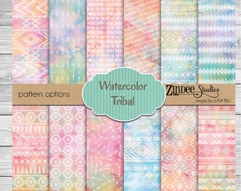 Watercolor aztec pattern Vinyl HEAT TRANSFER or ADHESIVE, htv or permanent adhesive vinyl printed vinyl