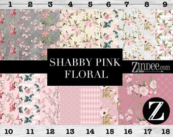 Shabby pink floral Pattern Vinyl HEAT TRANSFER or ADHESIVE, htv or permanent adhesive vinyl printed vinyl