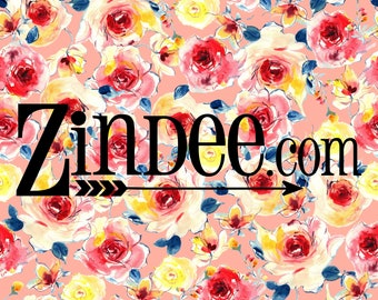 Sunset Floral Coral  Printed vinyl Pattern Vinyl HEAT TRANSFER or ADHESIVE, Printed Vinyl Printed HTv
