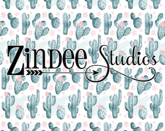 Cactus Watercolor Pattern Vinyl HEAT TRANSFER or ADHESIVE, Printed Vinyl Printed HTv quatrefoil, polka dots, aztec