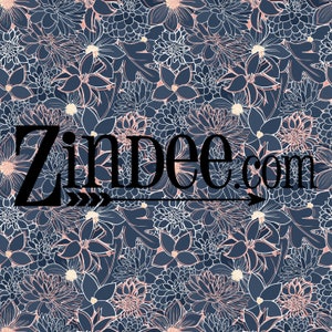 May include: A seamless pattern featuring a repeating design of stylized flowers in shades of blue and pink. The flowers are outlined in white and have a delicate, feminine feel. The text "Zindee.com" is centered on the image.
