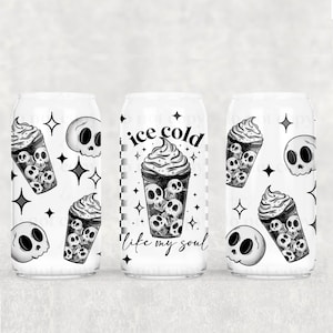 Ice Cold UV DTF Glass Can Wrap - Waterproof - Easy and Ready to Apply - NO Heat needed