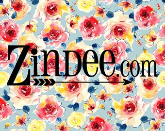 Sunset Floral Blue Printed vinyl Pattern Vinyl HEAT TRANSFER or ADHESIVE, Printed Vinyl Printed HTv