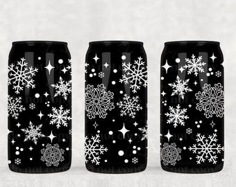 White Snowflake UV DTF Can Wrap - Waterproof - Easy and Ready to Apply - NO Heat needed