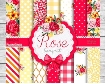 Rose bouquet patterns Vinyl HEAT TRANSFER or ADHESIVE, htv or permanent adhesive vinyl printed vinyl