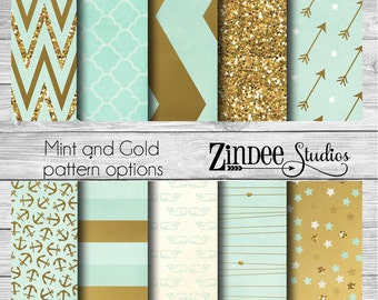 Mint and Gold Pattern Vinyl HEAT TRANSFER or ADHESIVE Printed Vinyl Printed HTv permanent Arrow Chevron Stripe Polka Dot