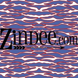 May include: Blue and red abstract pattern with white stripes. The text "Zindee.com" is in black with a black arrow pointing to the right.