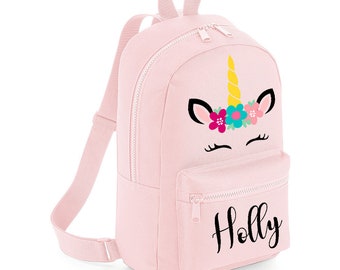 Personalised Mini Unicorn Backpack With ANY NAME Kids Children Teenagers  School Student Rucksack Back to School Bag Backpack MBU1 