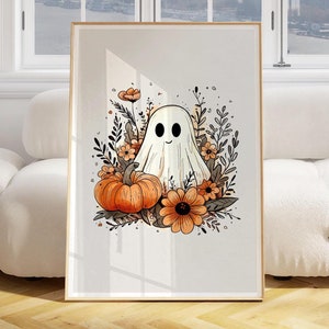 Süßer Geist Print Halloween Pastell Wandkunst Süß Herbst Dekor Neutral Beige Süßes Poster 2759