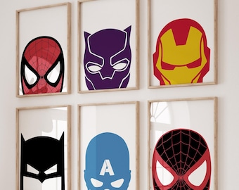 Superhero Wall Print Digital Download, Superhero Poster, Superhero Wall Art, Colourful Bedroom Wall Art Nursery Print At Home