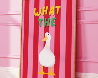 What The Duck Print Poster Maximalist Wall Art, Cute Cartoon, Animal Print, Funny Print, Bathroom Kitchen Bedroom Decors 3377