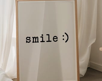 Smile Print, Home Wall Art, Positive Wall Print Poster, Gallery Wall Print, Cute Wall Art, Simple Minimalist 3167