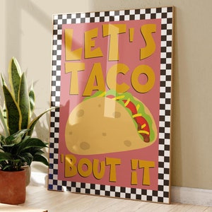 Taco Print, Mexikanisches Essen Poster, Geschenk für Foodie, Food Print, Küchen Wandkunst, Fast Food, Bunt Trendy Poster Maximalist 2942