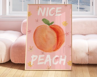 Nice Peach Print Wall Art, Fruit Print, Bathroom Toilet Wall Art Poster, Funny Wall Art, Cute Wall Print 2239