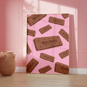Bourbon Biscuit Wall Art Print, Kitchen Wall Art Poster, Cute Food Art for Kitchen, Dining Room, Retro Art Print, Biscuit Print 2227