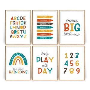 Kinderzimmer Wandbild, Buntes Kinderzimmer Druck, Kinderzimmer Druck, Spielzimmer Dekor, Lerndrucke, ABC Druck, Zahlendruck, Bildung