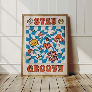 Retro Groovy Print Vintage Retro Wall Art Cartel estilo años 70 Impresión de moda Ilustración Funky Poster Hippie Decoración de pared 2232