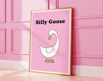 Dumme Gans-Druck, minimalistische Wandkunst, niedliche Cartoon-Tier-Illustration für Heimbüro, Badezimmer, Küche und Schlafzimmer, Ente, modernes Poster 2325