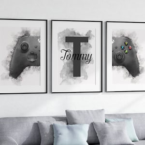Set Of 3 Gaming Wall Prints, Personalised Gaming Print, Gamer Poster, Boys Wall Art, Man Cave Print, Gamer Bedroom Print, Home Decor 1041