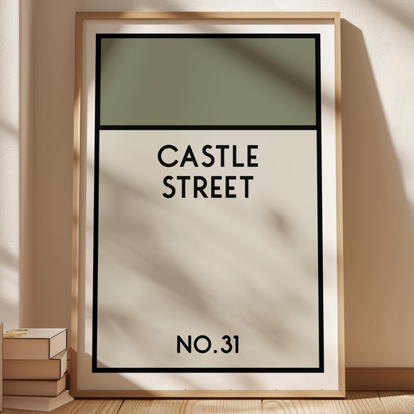 Personalised Board Game Street Print Poster, Custom Wall Art, Any Street, Name, Housewarming Gift Property Print New Home Gift 2996