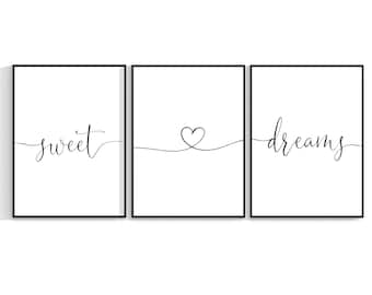 Bedroom Prints, Set Of 3, Wall Art, Home Decor, Bedroom Decor, Sweet Dreams, Bedroom Art, Bedroom Prints, Home Prints, Wall Prints 402