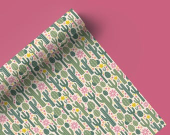 Retro Cactus Wrapping Paper, Holiday Gift Wrap, Cowgirl Gift Wrap, Western Pattern, Cute Gift Wrap, Girls Gift Wrap, Plant Nature 55
