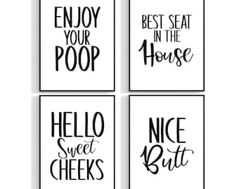 Bathroom Print Unframed Print Poster, Funny Home Décor Gift Typography Prints Gift Unframed Minimalist Funny Fun