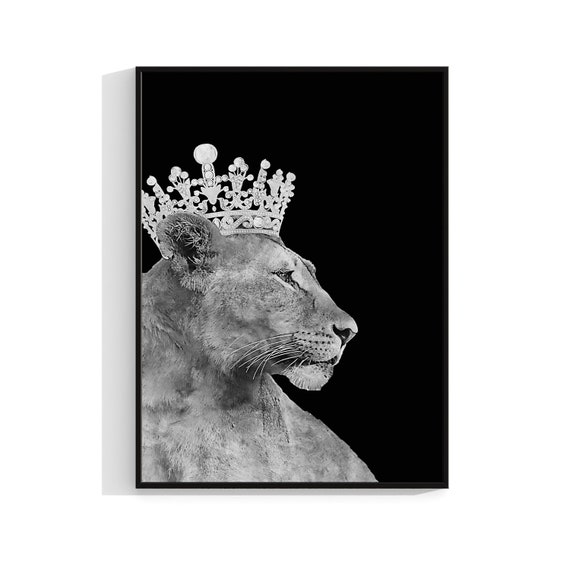 Königin Löwe Poster, Löwin Poster, Löwe Home Dekor WandKunst Poster Druck,  Löwe Druck, Geschenk, Schwarz-Weiß Foto 439